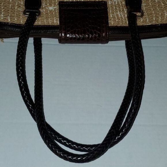 Brighton Straw Shoulder Bag Handbag Satchel Purse Leather...